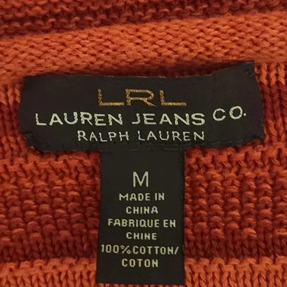Lauren Ralph Lauren red/orange hoodie sweater with medallion ties Size Medium - Picture 3 of 7